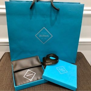 Authentic BIRKS jewelry box & pouch for bracelet/necklace with gift bag & ribbon